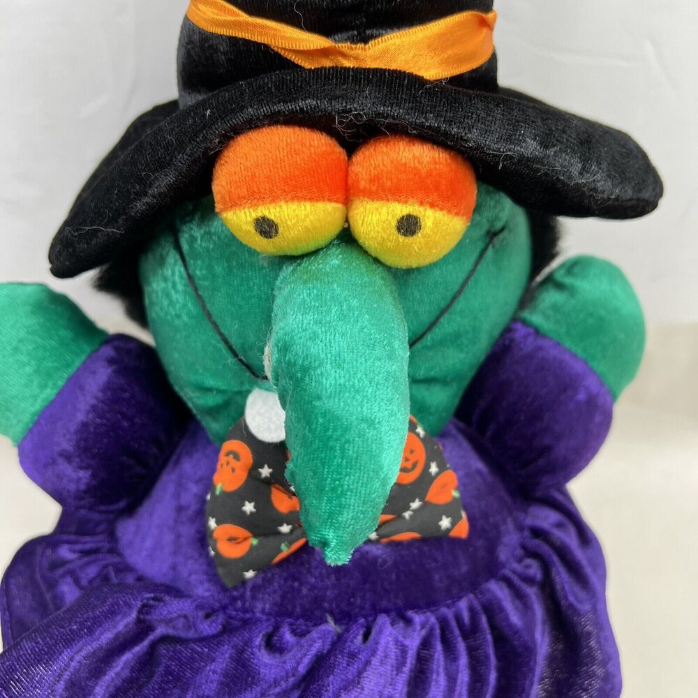 Vintage Dan Dee Sitting Halloween Pumpkin Witch 14" Plush Stuffed Toy - Picture 3 of 8